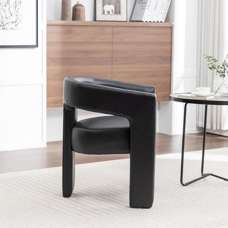 SEYNAR Modern Glam PU Leather Upholstered Dining Chair, Open-Back Accent Chair