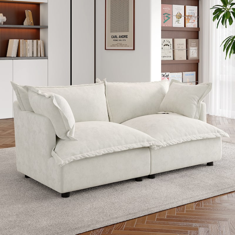 Double Layer Cushion Comfy Cloud Modular Sectional Sofa Set - 2*Corner Sofa-Beige - Symmetrical