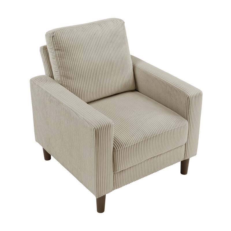 Caspian 32" Corduroy Living Room Chair - Wood Finish Exposed Feet