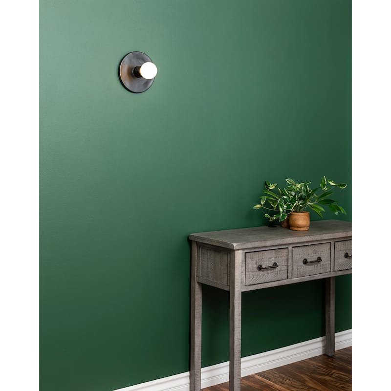 Ceramic Discus Wall Sconce - Carbon Matte Black