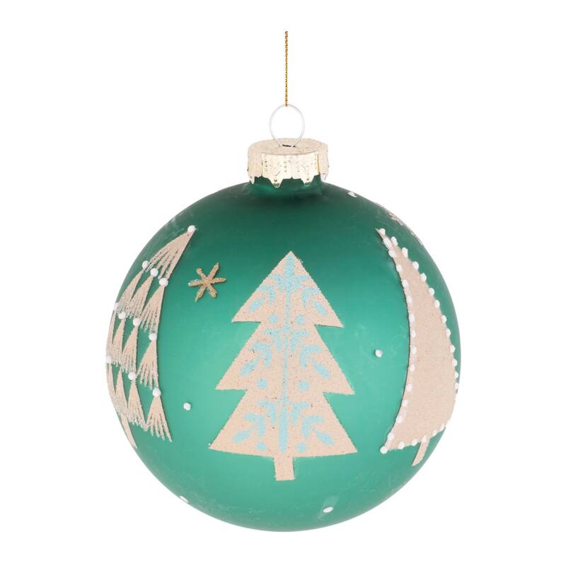 Beaded Pine Tree Ball Ornament (Set of 6) - N/A