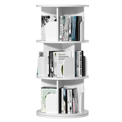 Revolving Bookcase 360 Display Round Bookshelf Narrow Swivel Corner Book Shelf Standing Bookcase for Adult Bedroom