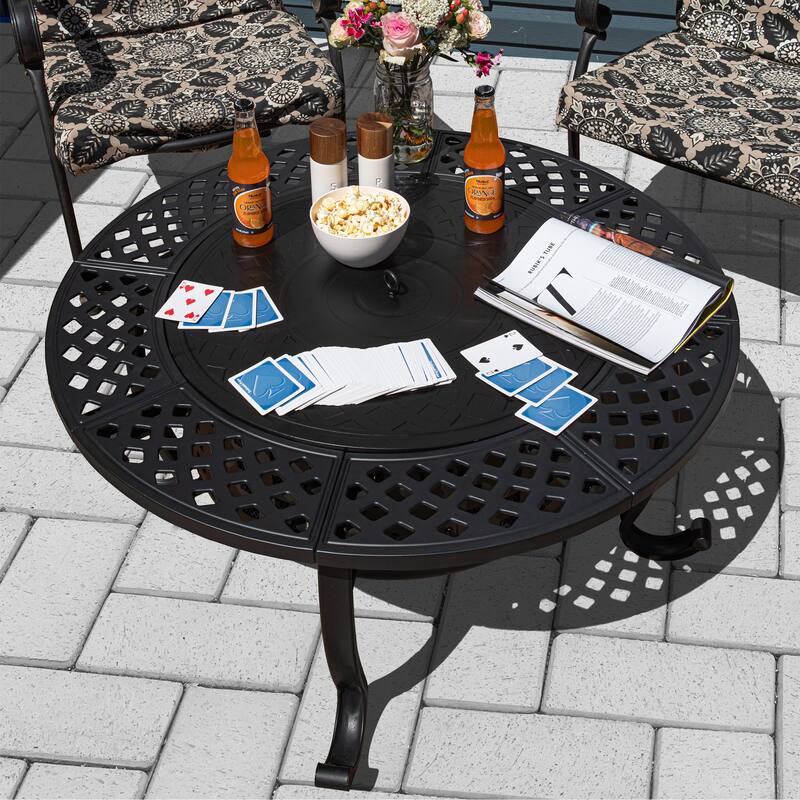 Fire Pit with Grill - 37” Round Fire Table Outdoor Firepit with 2 Grills, Lid, Poker and Cover by Pure Garden