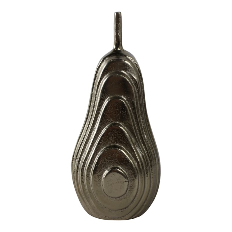 Aluminum Oval Pear Sculpture with Modern Textured Design - 8" Gold - 4" x 4" x 8"