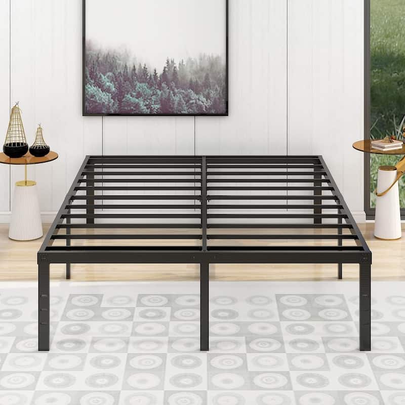 alazyhome 18 inch Heavy Duty Metal Platform Bed Frame with Storage