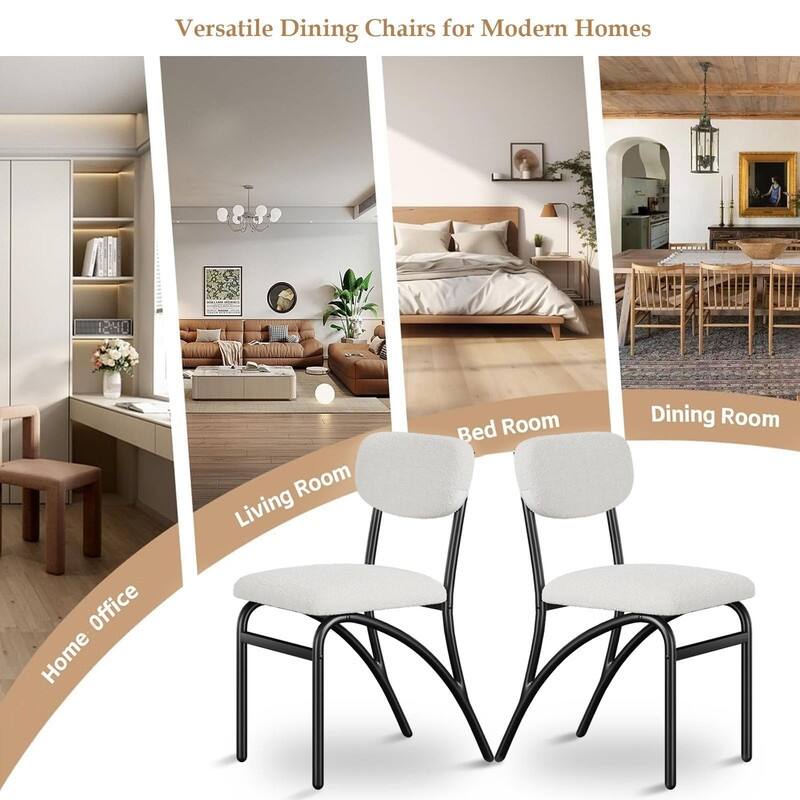 Modern Upholstered Kitchen Dining Room Chairs Set of 2,with Arched Metal Legs