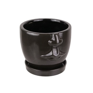 Shop Brown Ceramic Face Planter Decorative Flower Pot Hand Painted
