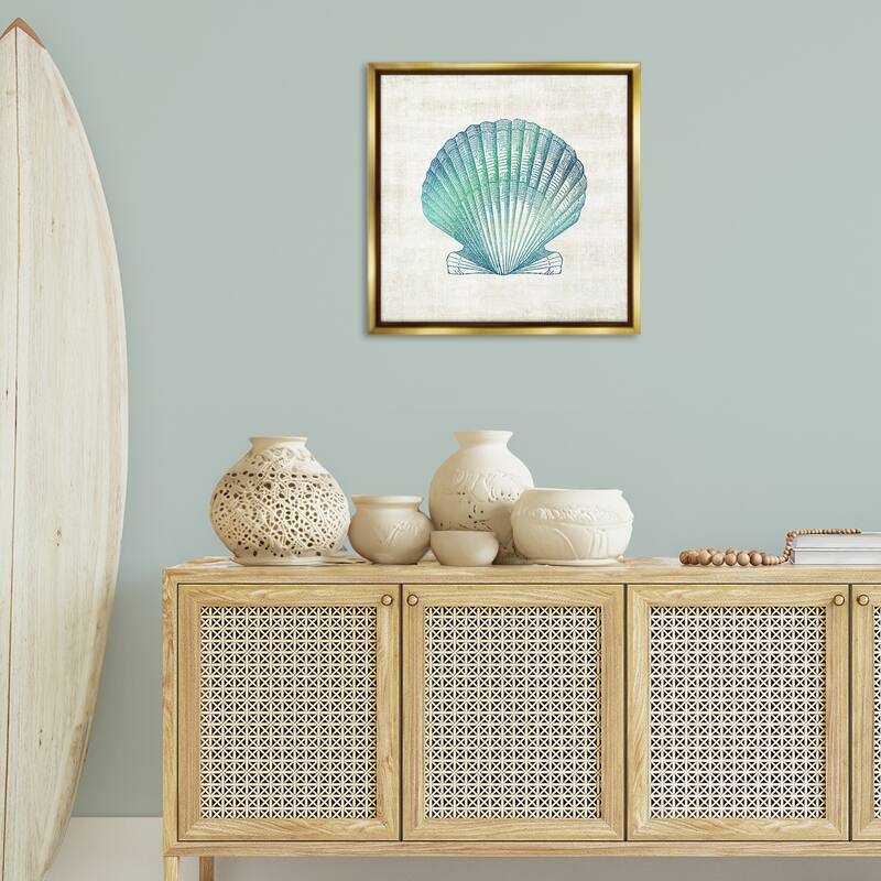 Stupell Gradient Clam Seashell Framed Floater Canvas Wall Art Design By Susan Arnot