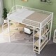 preview thumbnail 3 of 34, Full Size Metal Loft Bed with Storage Staircase, Small Wardrobe, and Desk
