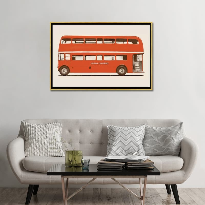 iCanvas "English Bus (London Transport Double-Decker)" by Florent Bodart Framed