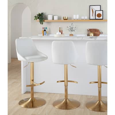 Silver Orchid Alba Adjustable Bar Stool with Rounded T Footrest (Set of 2)