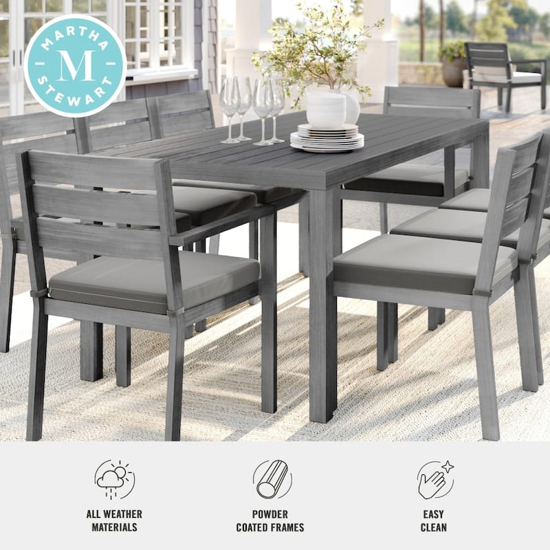 Martha Stewart 71" All-Weather Patio Dining Table with Umbrella Hole - 71"D x 35"W x 30"H