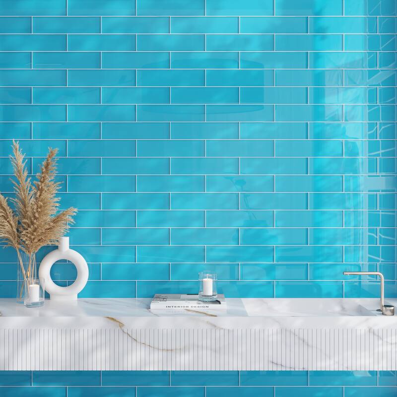 Apollo tile 3" x 12" Colorway Glossy Sapphire Blue Glass Tile (5 sq ft/case) - 20 Pack