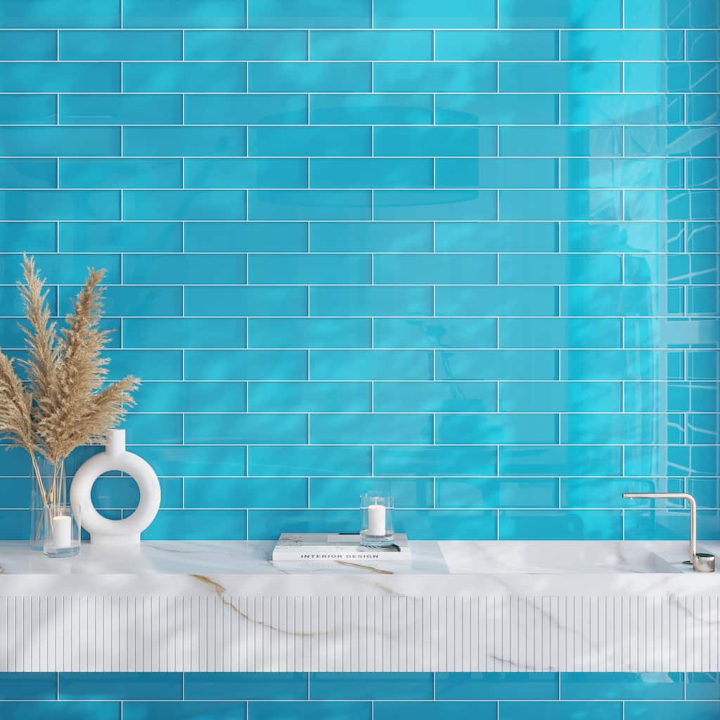 Apollo tile 3" x 12" Colorway Glossy Sapphire Blue Glass Tile (5 sq ft/case) - 20 Pack