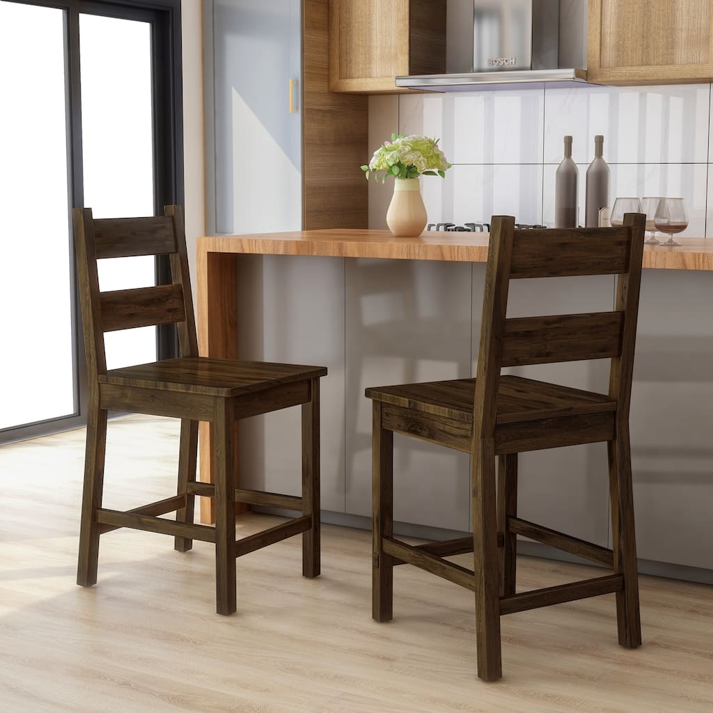 Copper Grove Samobor Rustic Oak Solid Wood Counter Height Chairs (Set of 2)