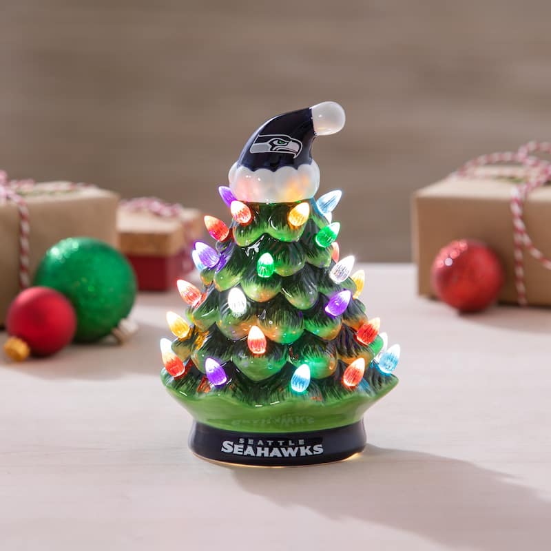 8" LED Ceramic Tabletop Christmas Tree, Seattle Seahawks