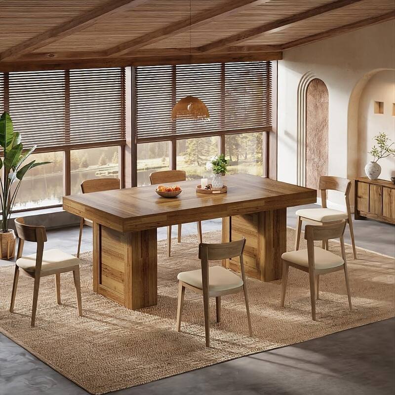 63'' Large Dining Table for 6, Rectangle Wooden Kitchen Table for Dining Room, Family Meals, Banquets & Dinner Parties