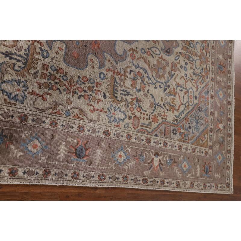 Distressed Tabriz Persian Antique Area Rug Handmade Wool Carpet - 6'7" x 9'4"