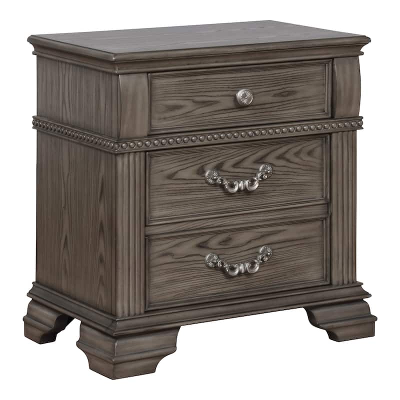 Stroh Traditional Wood 2-Drawer Nightstand with USB Charger by Furniture of America - Grey
