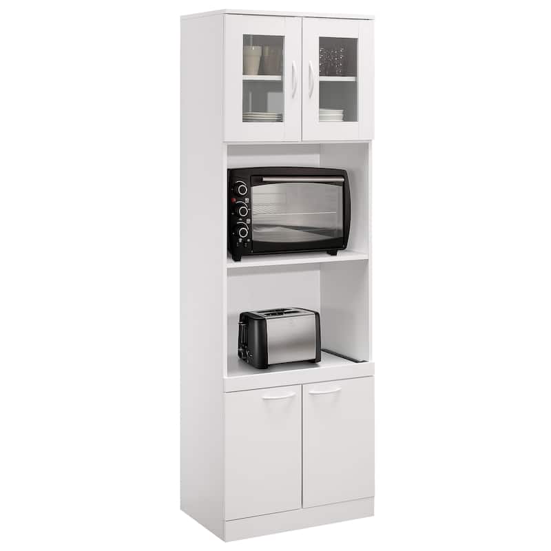 Tall Kitchen Pantry, Microwave Storage Cabinet, White