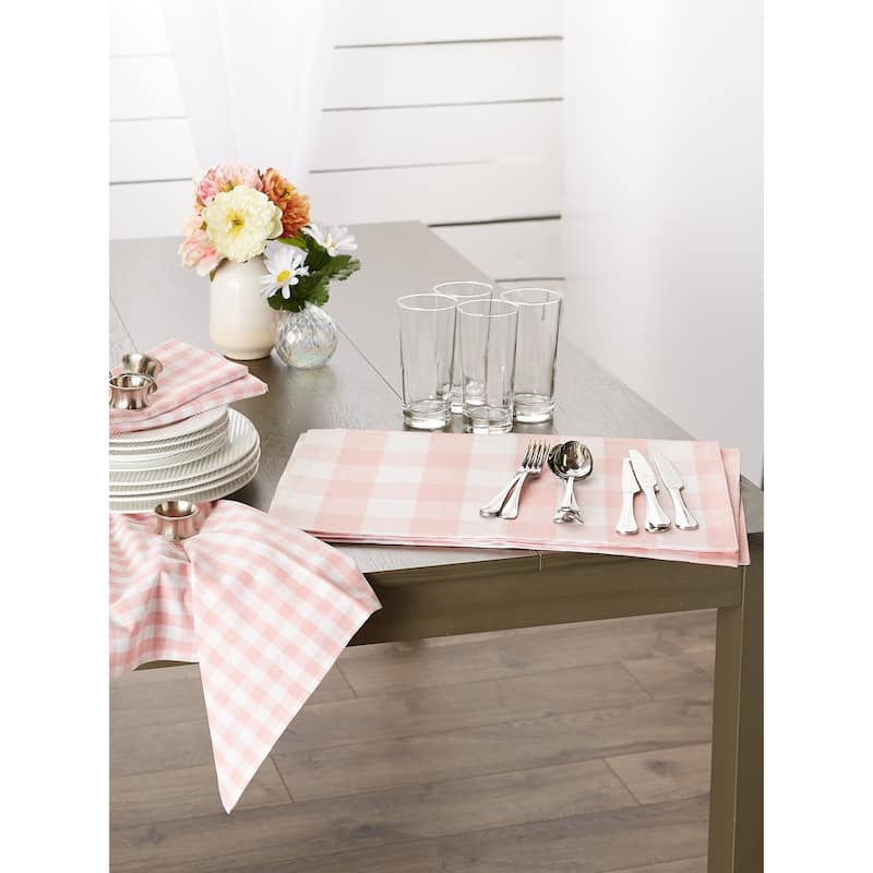 DII Pink & White Reversible Gingham Buffalo Check Placemat Set, 4 Piece
