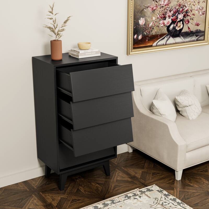 4 Drawer Double Dresser Features Vintage-style and Bevel Design