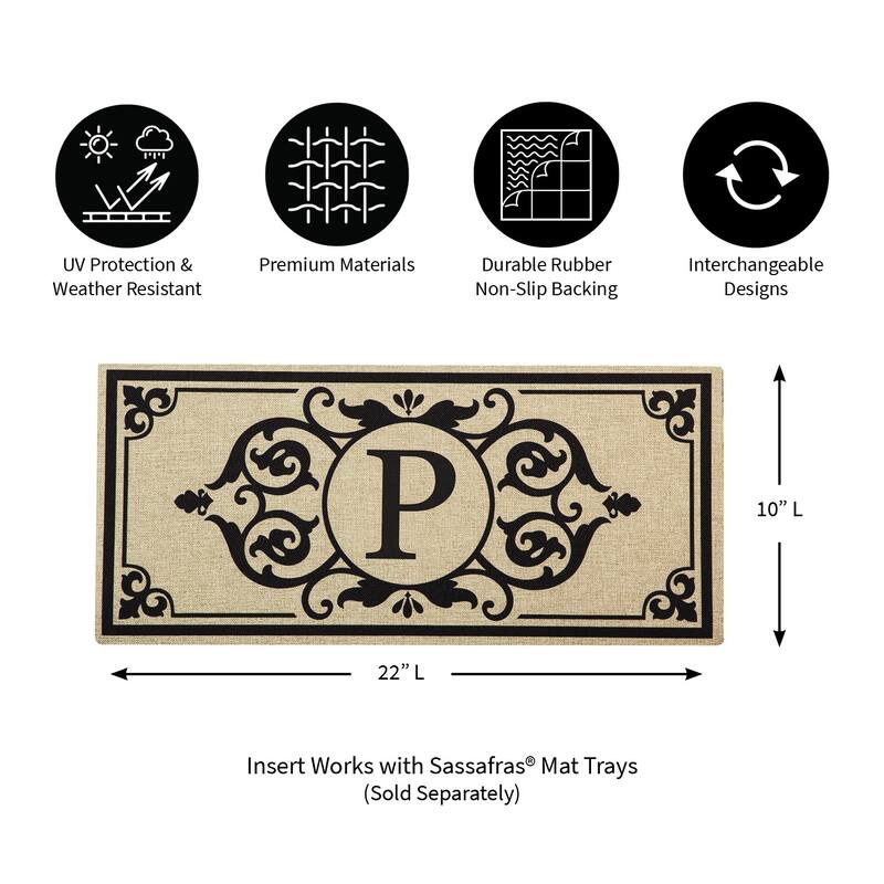 Cambridge Monogram Burlap Sassafras Switch Mat, Letter P