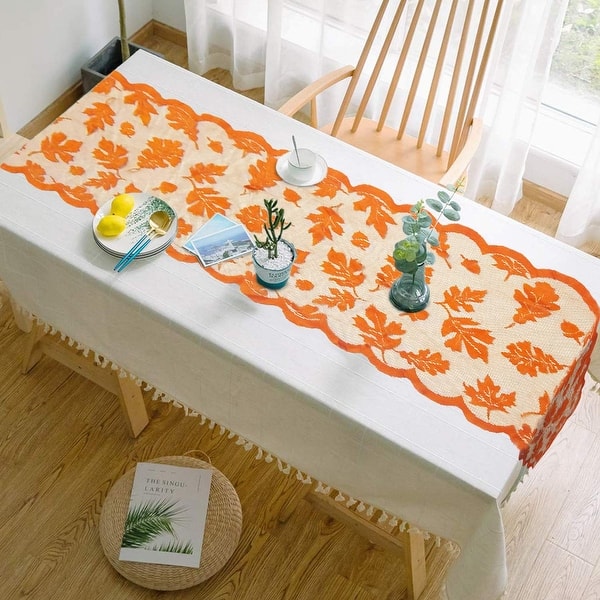Brown Fall Table Runner Thanksgiving Decorations 13 x 72 Inch Maple Leaves Table Runner Harvest Lace Pumpkin Runner Brow Long Fall Table Line for Thanksgiving Dinner Brown Fall Table Runner Thanksgiving Decorations 13 x 72 Inch Maple Leaves Table Runner Harvest Lace Pumpkin Runner Brow Long Fall Table Line for Thanksgiving Dinner