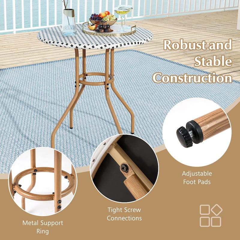 Gymax 27.5'' Outdoor Bistro Table PE Rattan Round Patio Side Table w/