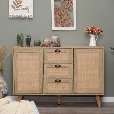 Rattan Drawer Accent Storage Cabinet for Living Room