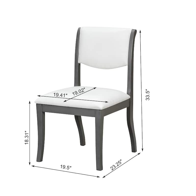 Upholstered Dining Chairs Set of 2 - Traditional Elegant Fabric Side Chairs with Curved Lines, Solid Hardwood Frame