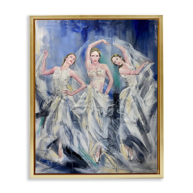 Stupell Fashionable Dancer Trio Framed Floater Canvas Wall Art Design By Lucille Lee - 25 x 31 - Gold