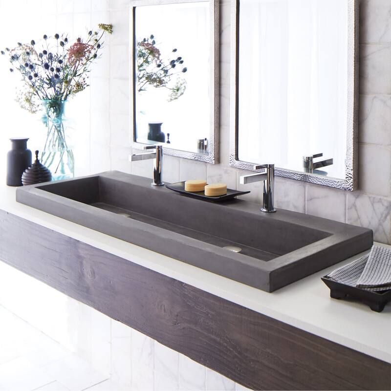 Native Trails Trough 48" NativeStone Drop In Bathroom Sink with 2