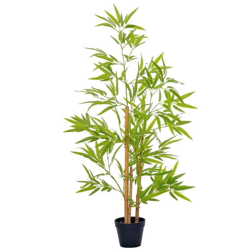 Artificial BamBoo Tree, 4Ft Fake Tree with Realistic LeaF and Natural Trunk, Decorative Plant in Nursery - Green