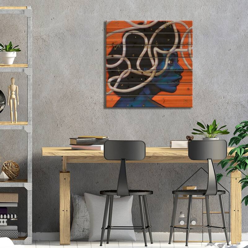 Tangled Spaces Print On Wood by Ejiwa Ebenebe - Multi-Color
