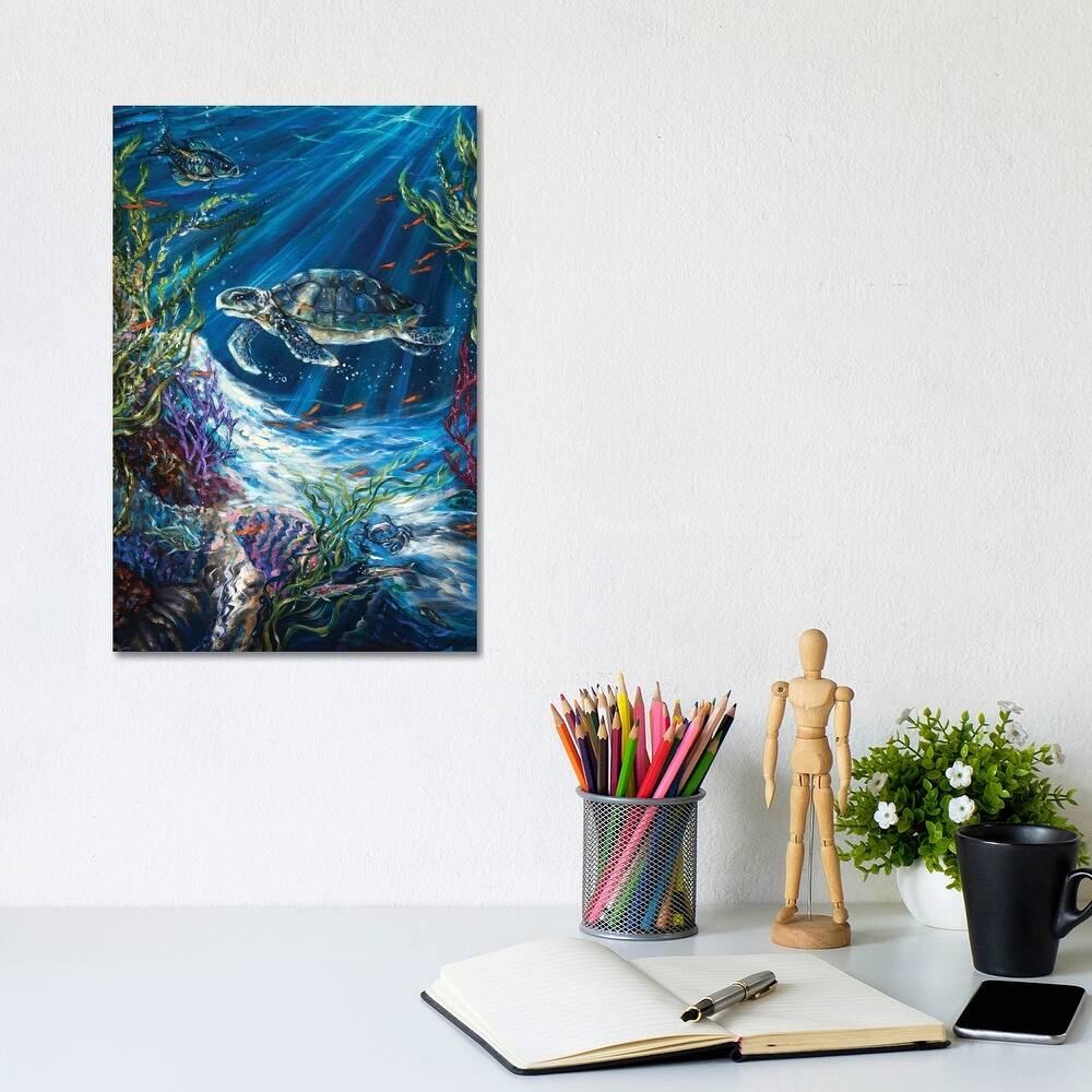 iCanvas "Coral Reef Turtle" by Linda Olsen Canvas Print
