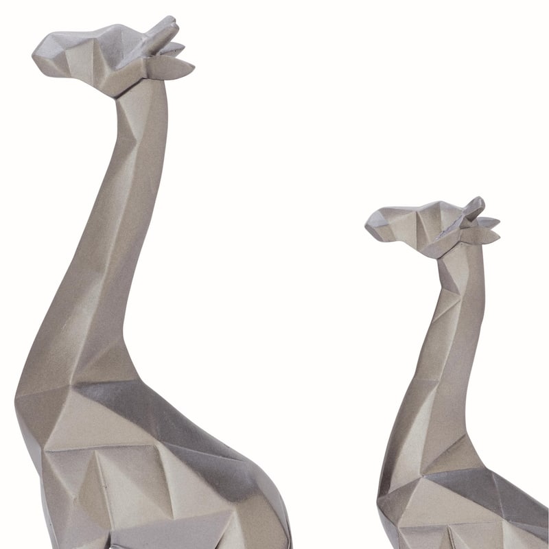 Polystone Giraffe Decorative Sculpture - Set of 2 Gold or Silver - CosmoLiving by Cosmopolitan