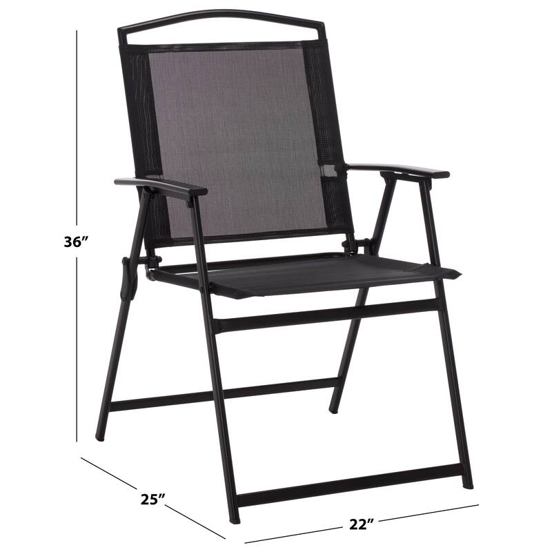 SAFAVIEH Outdoor Living Alvin Folding Chair (Set of 2) - 22"W x 25"D x 36"H
