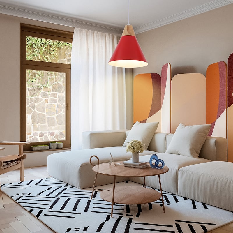 Farmhouse Pendant Light Fixture with Wood and Metal for Kitchen, Hallway,Living Room