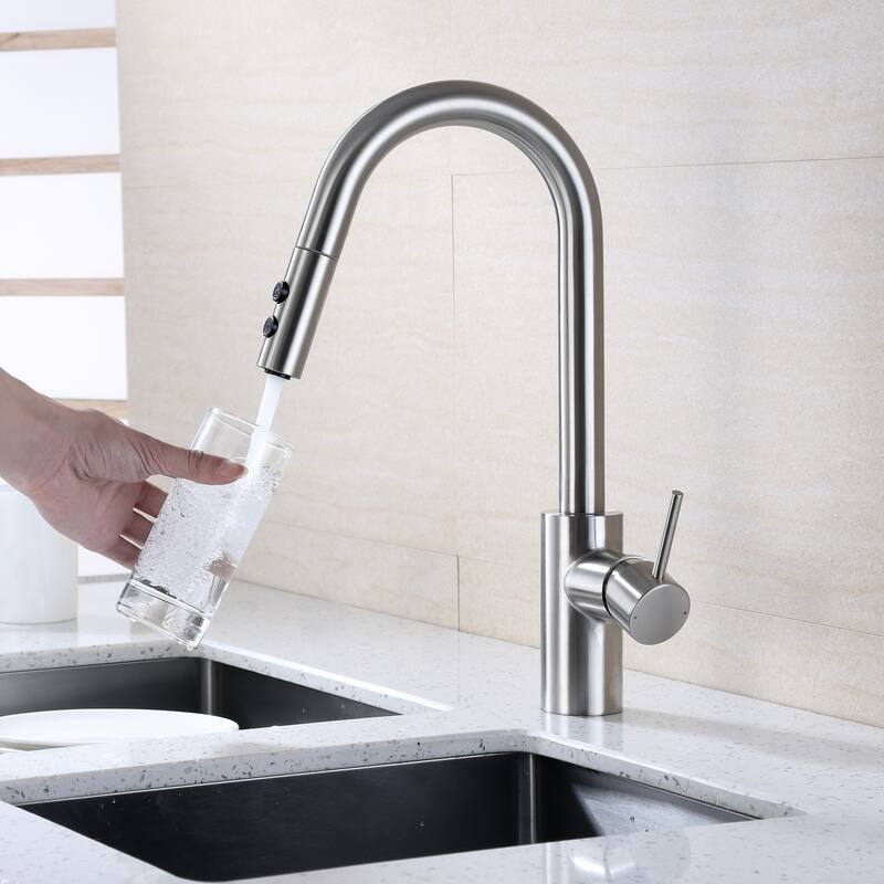 Luxier KTS21 Single Handle Pull Down Sprayer Kitchen Faucet