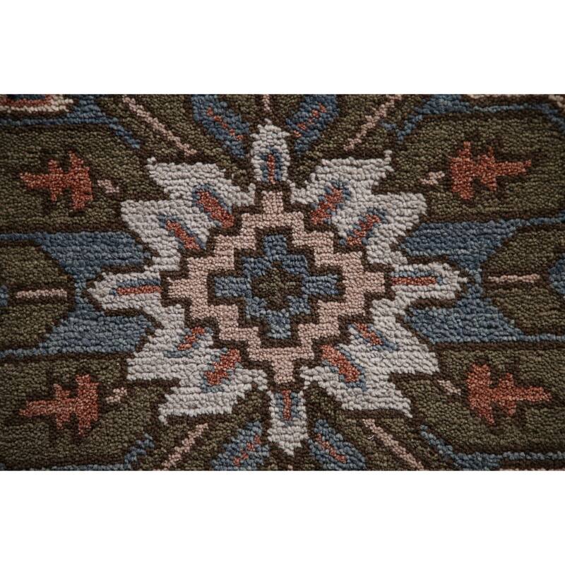 Animal Pictorial Heriz Serapi Indian Area Rug Handmade Wool Carpet - 7'10"x 9'7"