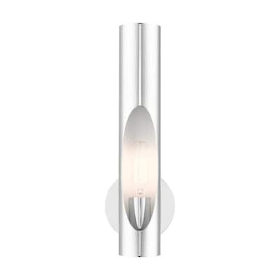 1 Lt Polished Chrome ADA Single Sconce - polished chrome with black - polished chrome with black
