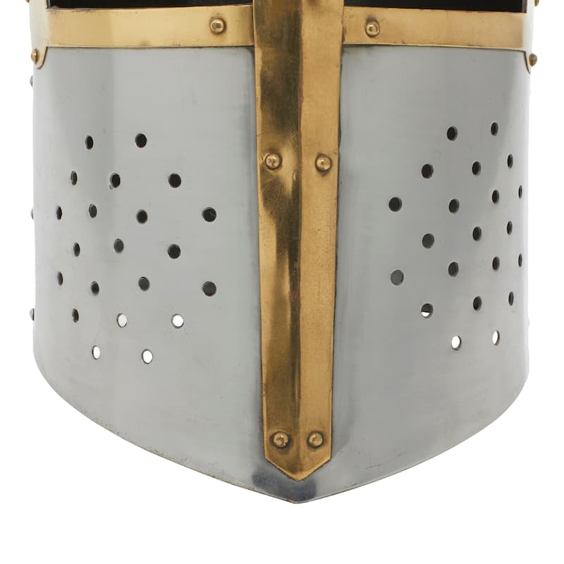 Silver Metal Replica Medieval Knight Crusader Helmet - 9 x 9 x 13