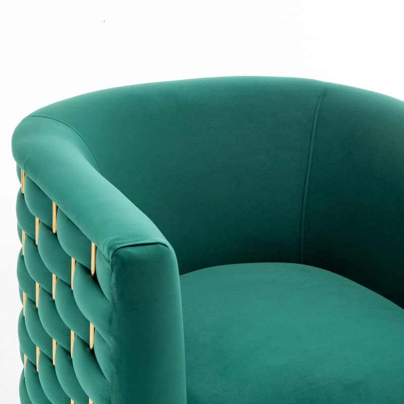 Modern Glam Velvet Upholstered 360 Degree Swivel Barrel Chair