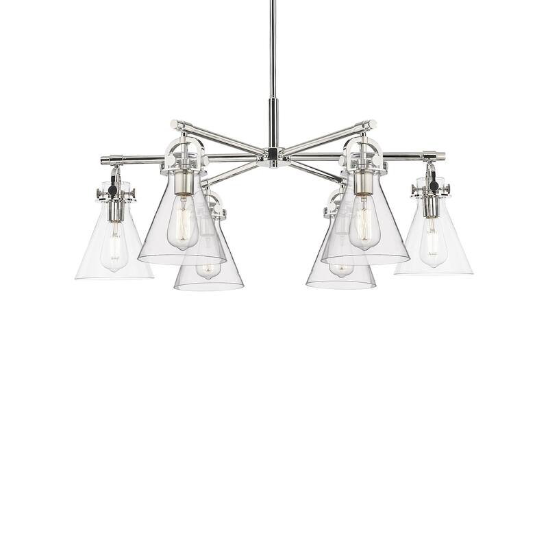 Innovations Lighting 410-6CR-16-26 Newton Cone Chandelier Newton Cone - Polished Nickel / Clear