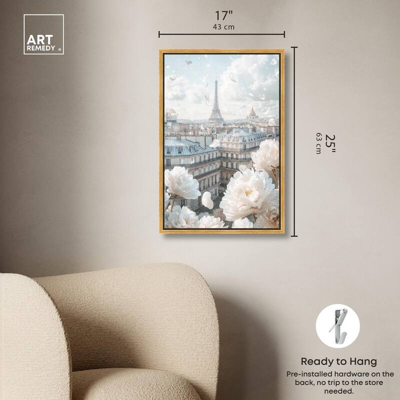 Peonies Over Paris Canvas by Art Remedy