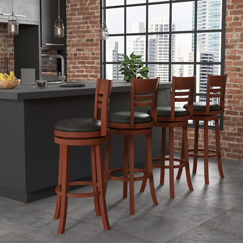 Set of 4 Bar Stools Swivel Bar Height Dining Chairs with Footrests
