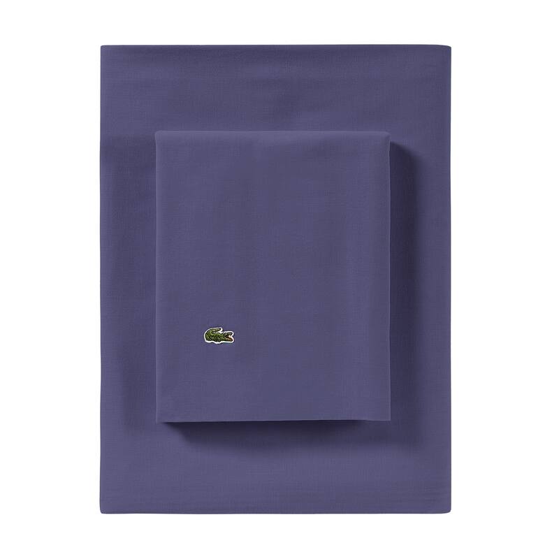 Lacoste Percale Cotton 2-Piece Pillowcase Set - King - Vintage Indigo