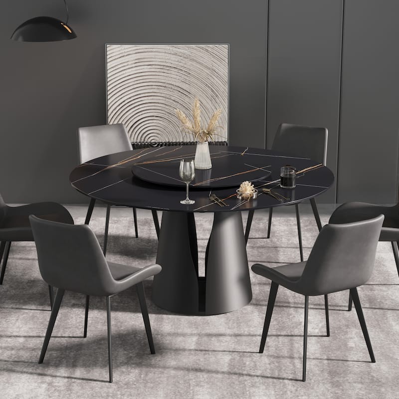 59" Round Dining Table Modern Kitchen Slate Table Marble Dining Table