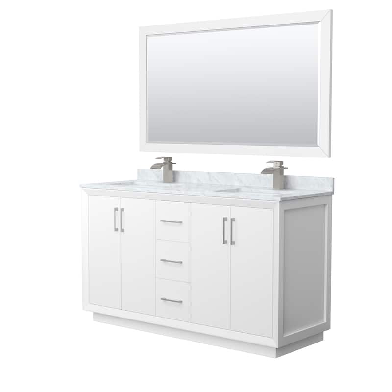 Wyndham Collection WCF414160D-NAT-UNSM58 Strada 60" Free Standing - White / Brushed Nickel Hardware
